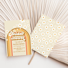 Retro Rainbow Daisy Groovy Brautparty Einladung