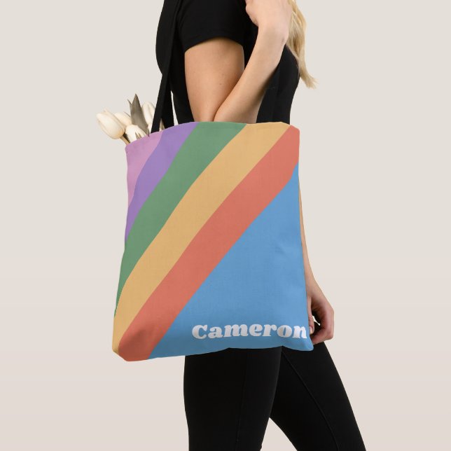 Retro Rainbow Diagonal Streifen Personalisiert (Von Nahem)