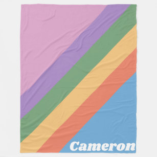 Retro Rainbow Diagonal Streifen Personalisiert Fleecedecke