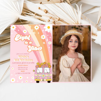 Retro Rainbow Eight ist ein Vibe Groovy 8. Geburts Einladung