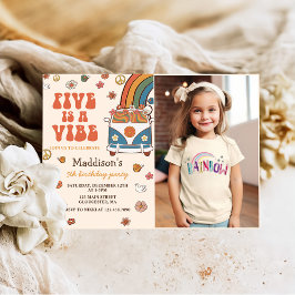 Retro Rainbow Five ist ein Vibe Groovy 5. Geburtst Einladung