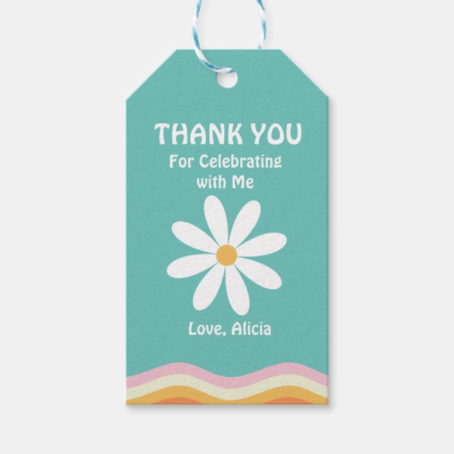 Retro Rainbow FIVE ist ein Vibe Groovy 5. Geburtst Geschenkanhänger (Vorderseite)