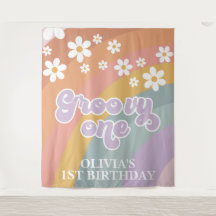 Retro Rainbow Groovy 1. Geburtstag