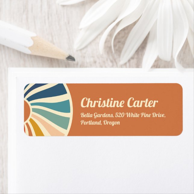 Retro Rainbow Groovy Baby Dusche Rücksendeadresse  (Insitu)