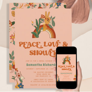 Retro Rainbow Groovy Brautparty Einladung