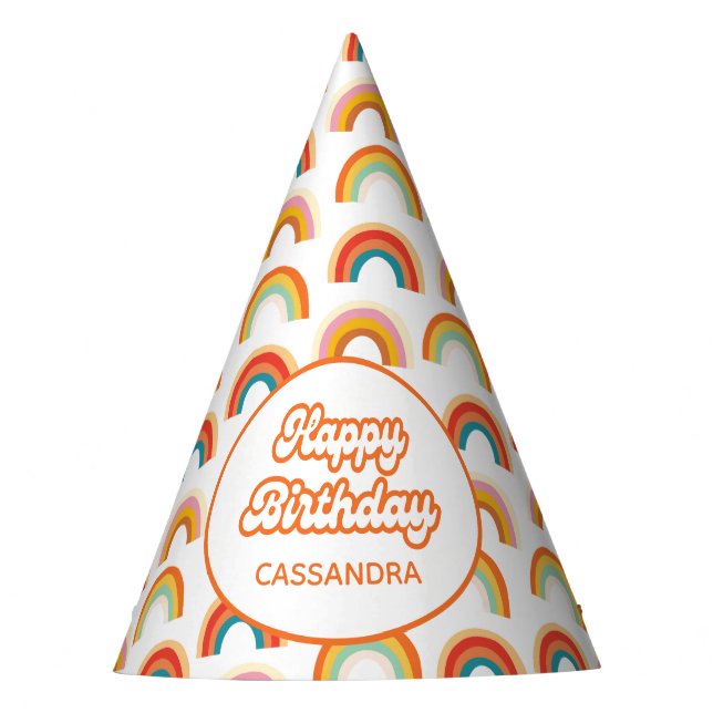 Retro Rainbow Groovy Party Hut Partyhütchen (Vorderseite)