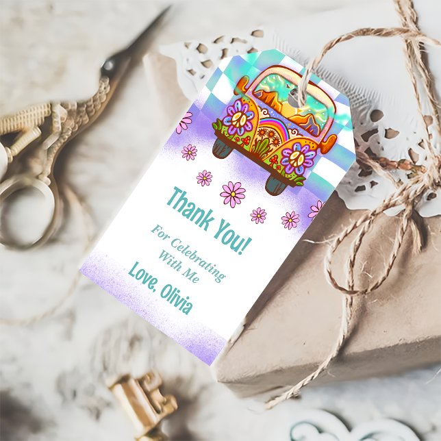 Retro Rainbow Groovy Vielen Dank für Ihr Geschenk Geschenkanhänger (Von Creator hochgeladen)