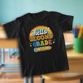 Retro Rainbow Hallo Zweite Klasse mit Jahr T-Shirt