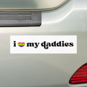 Retro Rainbow Heart I Liebe My Daddies Gay Vaters Autoaufkleber