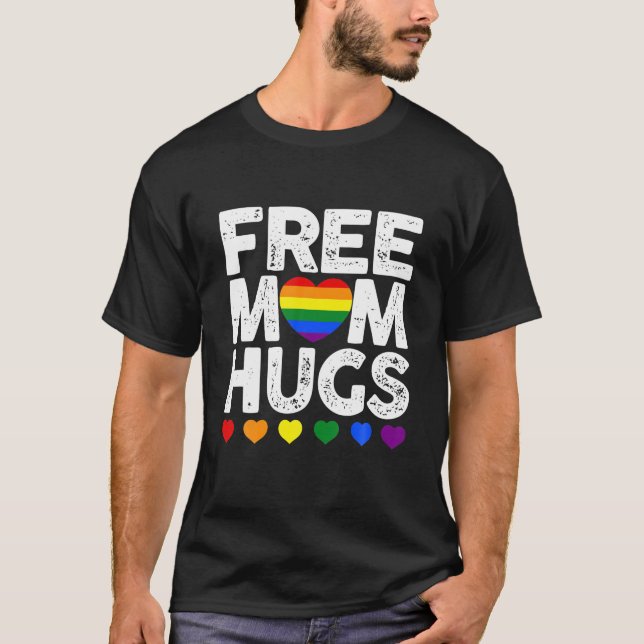 Retro Rainbow Heart Liebe Mama Gay LGBT Pride T-Shirt (Vorderseite)