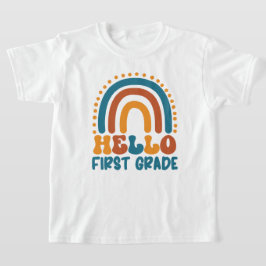 Retro Rainbow Hello First Grade boho farbenfroh T-Shirt
