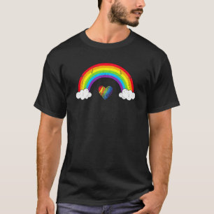 Retro Rainbow Herz Vintag Pride LGBTQ Flag Men W T-Shirt