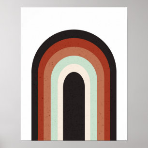 Retro Rainbow in Terracotta Mint & Beige Art Print Poster