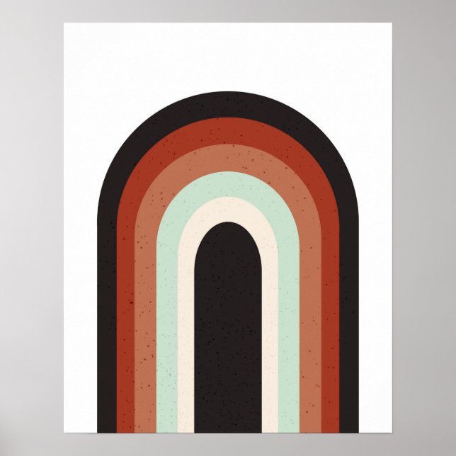 Retro Rainbow in Terracotta Mint & Beige Art Print Poster (Vorne)