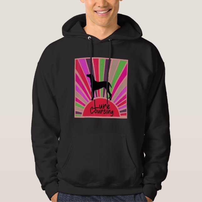 Retro Rainbow Lure Coursing Dog Design Hoodie (Vorderseite)