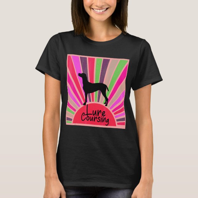 Retro Rainbow Lure Coursing Dog Design T-Shirt (Vorderseite)
