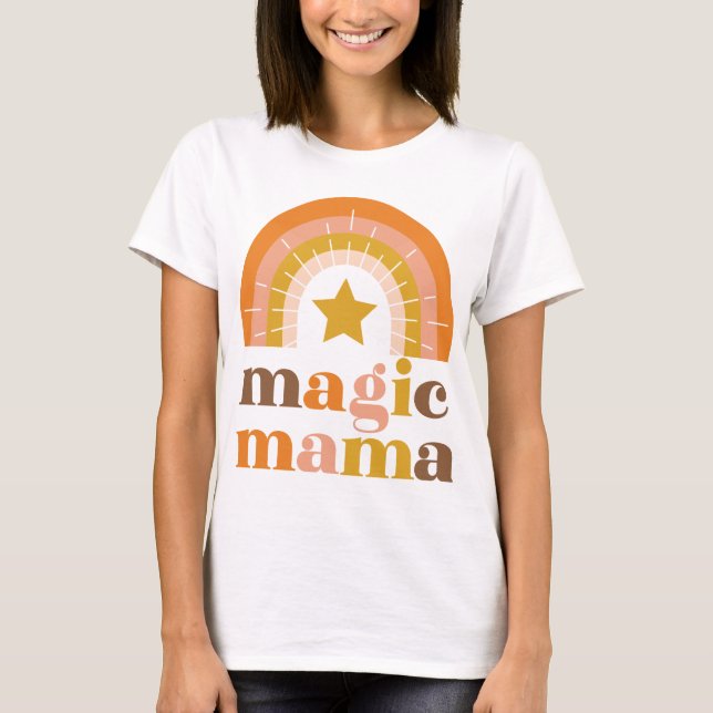 Retro Rainbow Mama boho T-Shirt (Vorderseite)
