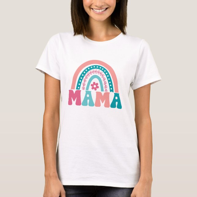 Retro Rainbow Mama T-Shirt (Vorderseite)