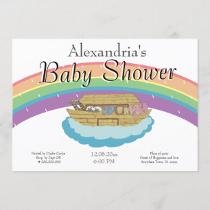 Retro Rainbow Noah's Ark Baby Dusche Einladung