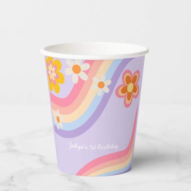 Retro Rainbow Pappbecher (Vorderseite)