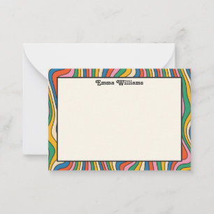 Retro Rainbow Personalisiert Name Modern Note Card Mitteilungskarte