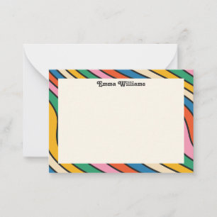 Retro Rainbow Personalisiert Name Modern Note Card Mitteilungskarte