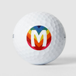 Retro Rainbow Personalisierte Monogramm farbig Golfball
