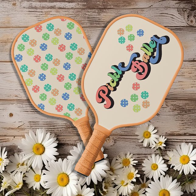 Retro Rainbow Pickleball Paddel Schläger (Von Creator hochgeladen)