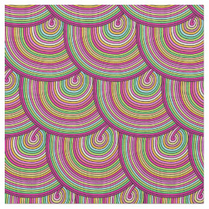 Retro Rainbow Psychedelic Circles Pattern Stoff
