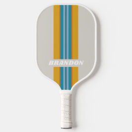 Retro Rainbow Rally Stripe with Name Pickleball Schläger