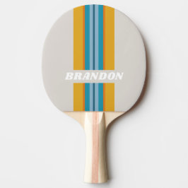 Retro Rainbow Rally Stripe with Name Tischtennis Schläger