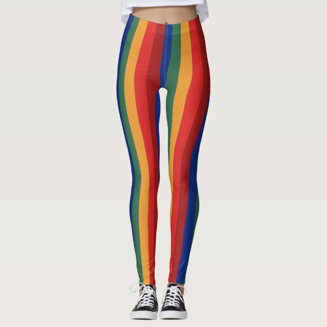 Retro Rainbow Regenbogen Regenbogenfarben Leggings (Vorderseite)