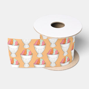 Retro Rainbow Sherbet Ice Cream Dessert Orange Satinband