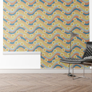 Retro Rainbow Smile Blume Tapete