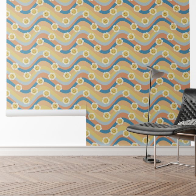 Retro Rainbow Smile Blume Tapete (Von Creator hochgeladen)