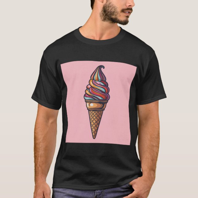 Retro Rainbow Swirl Ice Cream Cone Art Oversized T-Shirt (Vorderseite)