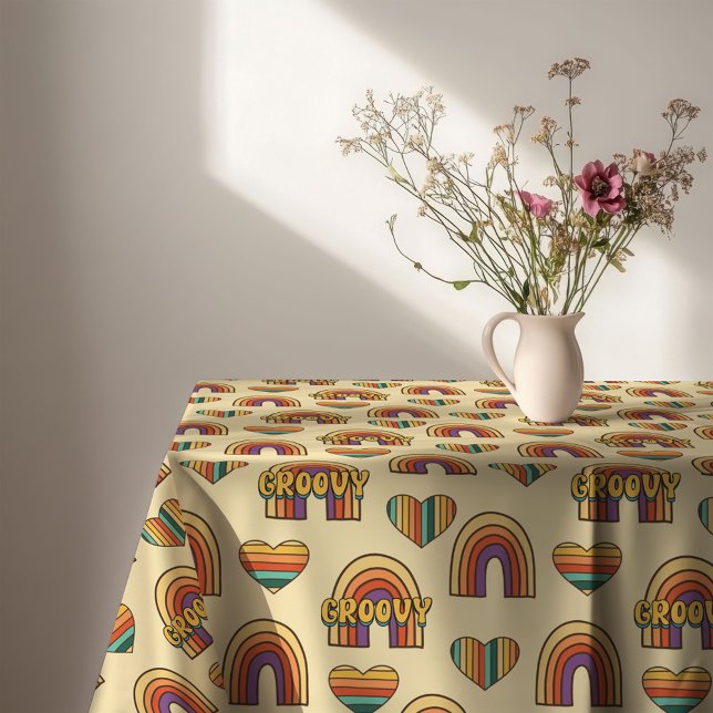 Retro Rainbow Tablecloth 60s Pastel Table Joy Tischdecke (Retro Rainbow Tablecloth 60s Pastel Table Joy)