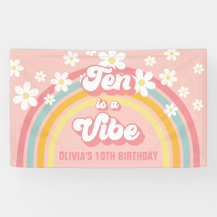 Retro Rainbow Ten ist ein Vibe Groovy zum 10. Gebu Banner