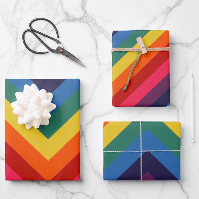 Retro Rainbow TotPhantastisches Wrapping Paper Geschenkpapier Set (Vorderseite)