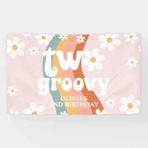 Retro Rainbow Two Groovy Daisy 2. Banner