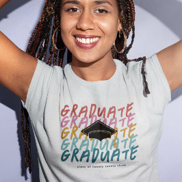 Retro Rainbow Typografy Graduate Class of 2023 T-Shirt