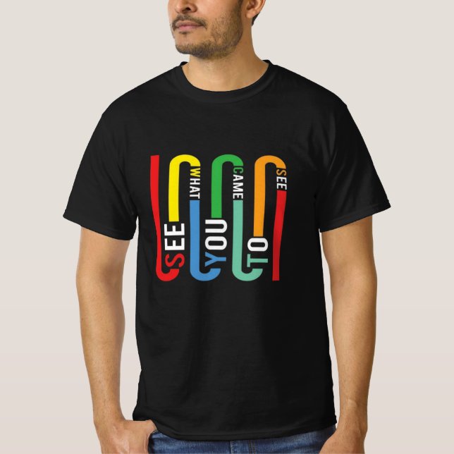 Retro Rainbow Typography T-Shirt, Black tee (Vorderseite)