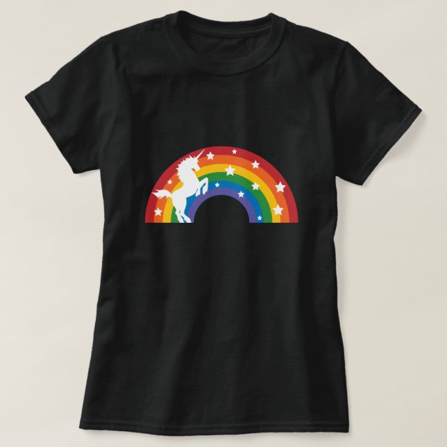 Retro Rainbow Unicorn T - Shirt (Design vorne)