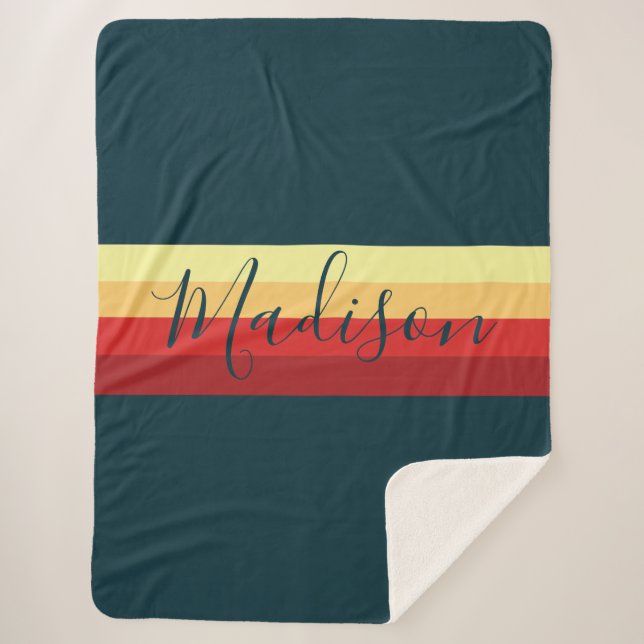 Retro Rainbow Vibe warm Multicolor Sherpadecke (Vorderseite)