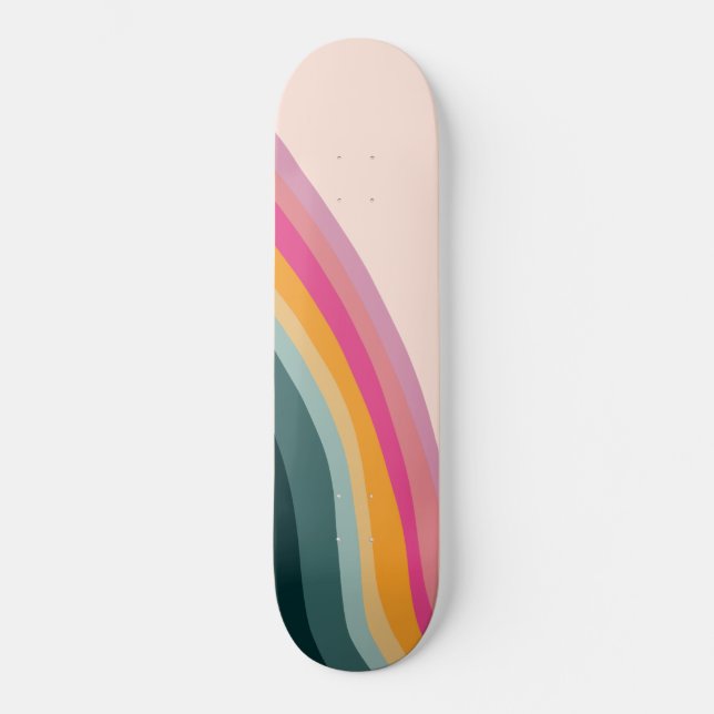 Retro Rainbow Wave #1 #wall #art Skateboard (Vorderseite)