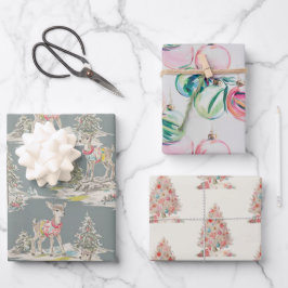 Retro Rainbow Wrapping Paper Flat Sheet Set of 3 Geschenkpapier Set