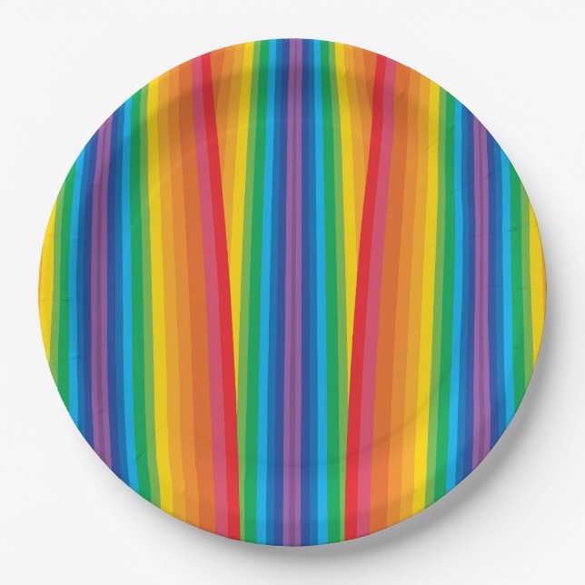 Retro Rainbows 9" Papierplatte Pappteller (Vorderseite)