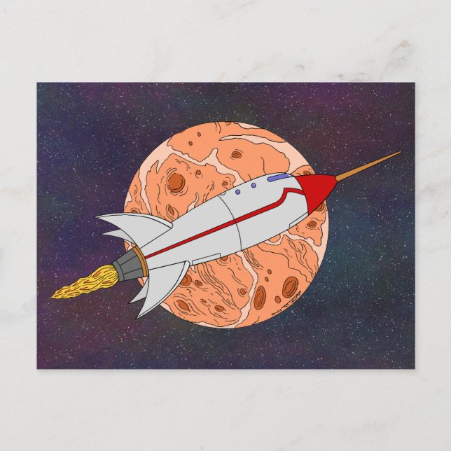 Retro-Rakete 2026 Postkarte (Vorderseite)