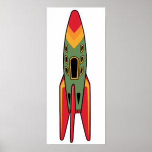Retro-Rakete - Farbe Poster