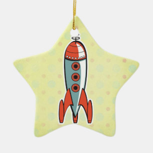 retro Rakete Keramikornament
